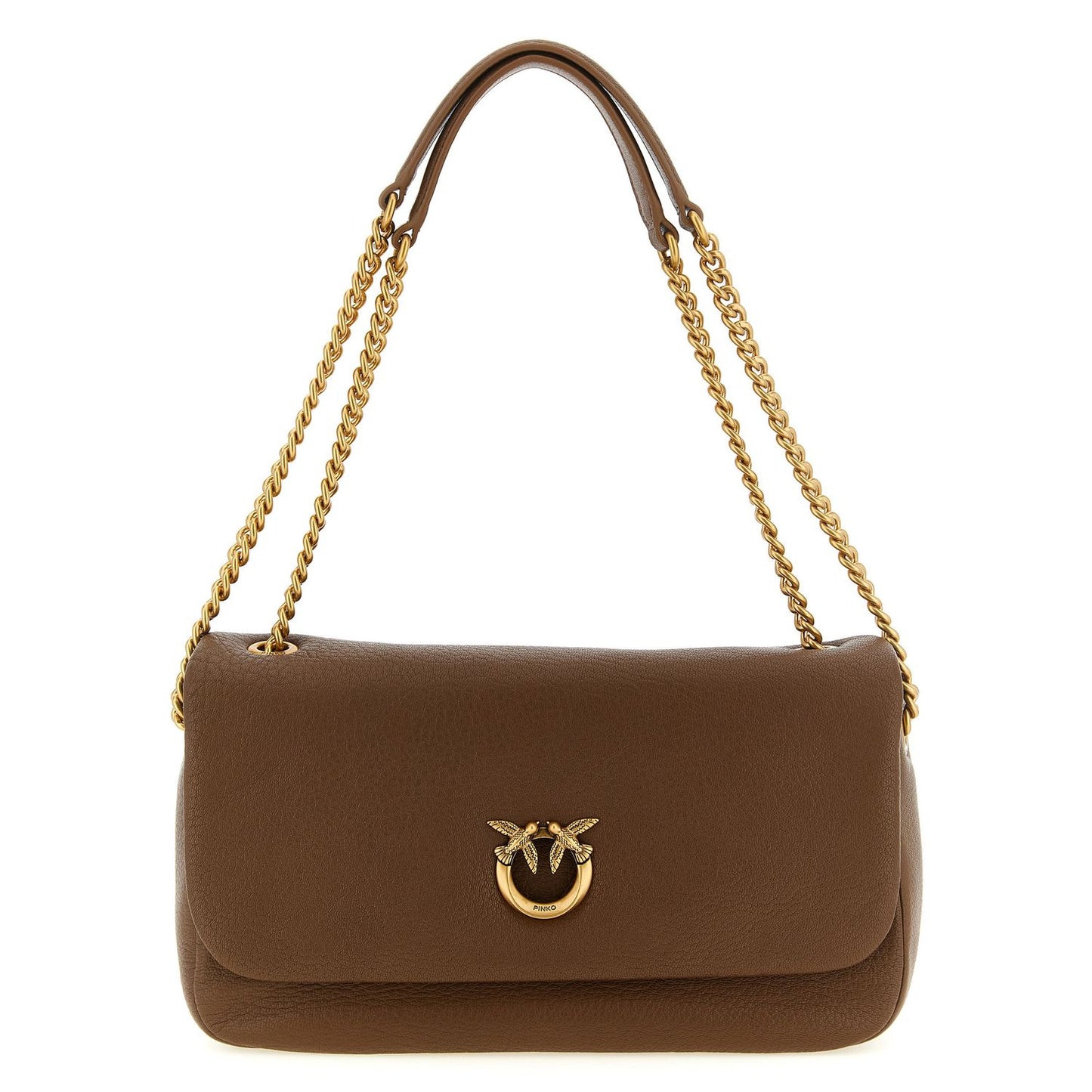PINKO Brown Lamb Leather Shoulder Bag