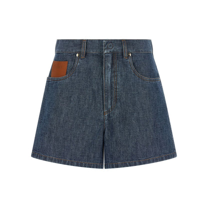 Fendi Blue Cotton Bermuda Shorts