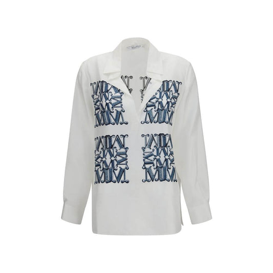 Max Mara White Silk Pattern Shirt