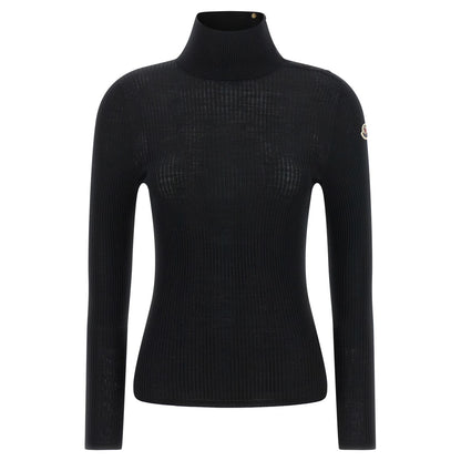 Moncler Black Virgin Wool Cardigan