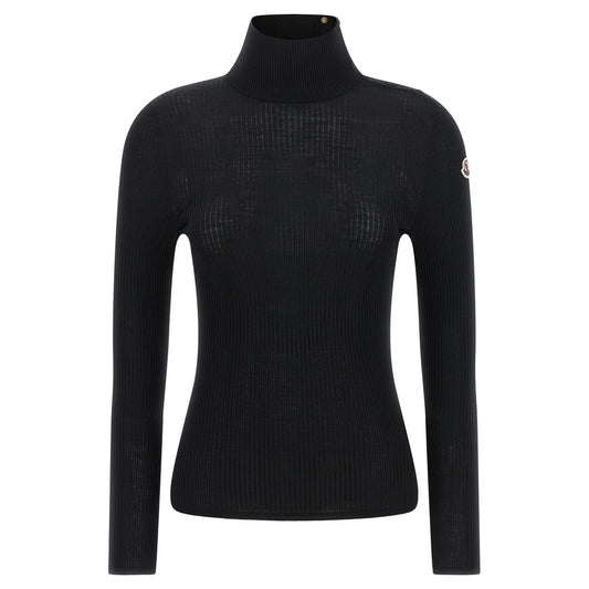 Moncler Black Virgin Wool Cardigan