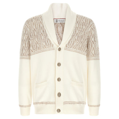 Brunello Cucinelli Beige Cotton Cardigan