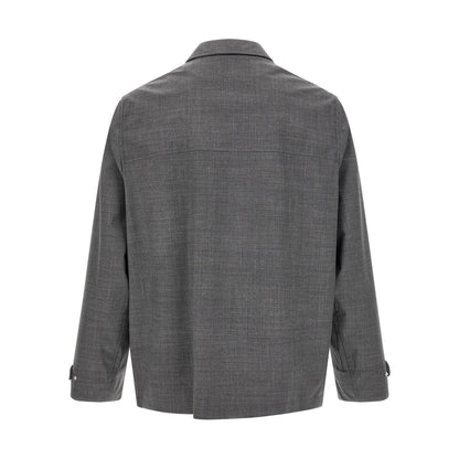 Brunello Cucinelli Gray Virgin Wool Full-Length Jacket