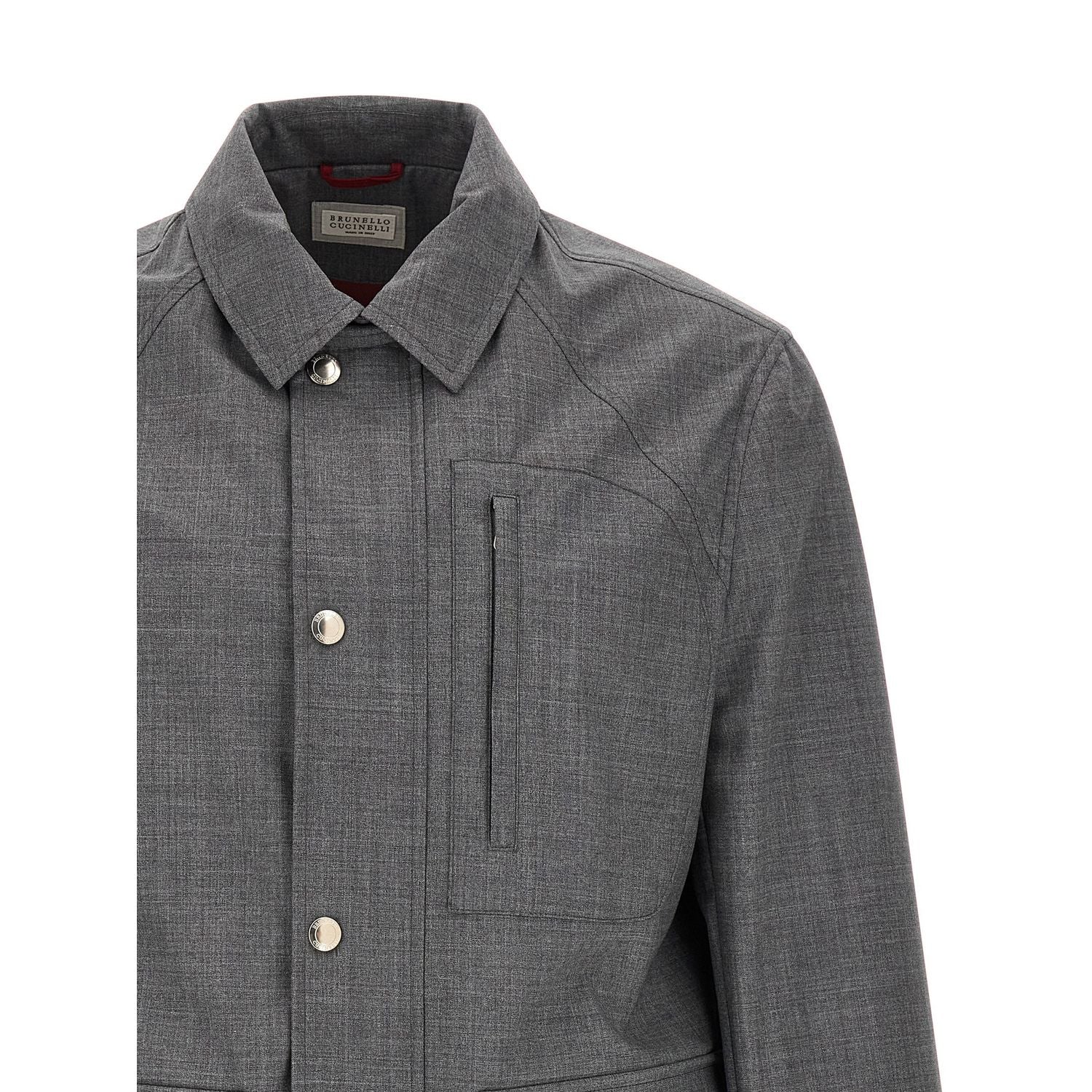 Brunello Cucinelli Gray Virgin Wool Full-Length Jacket