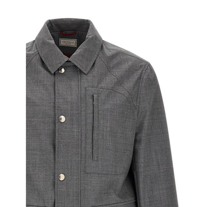 Brunello Cucinelli Gray Virgin Wool Full-Length Jacket