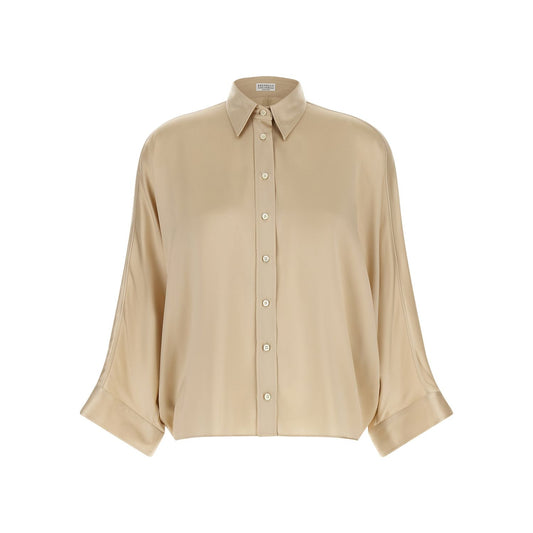 Brunello Cucinelli Beige Silk Blouse