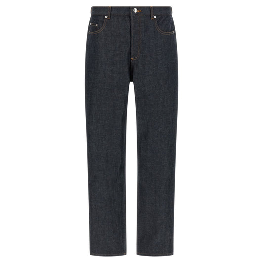 A.P.C. Blue Cotton Relaxed Fit Jeans
