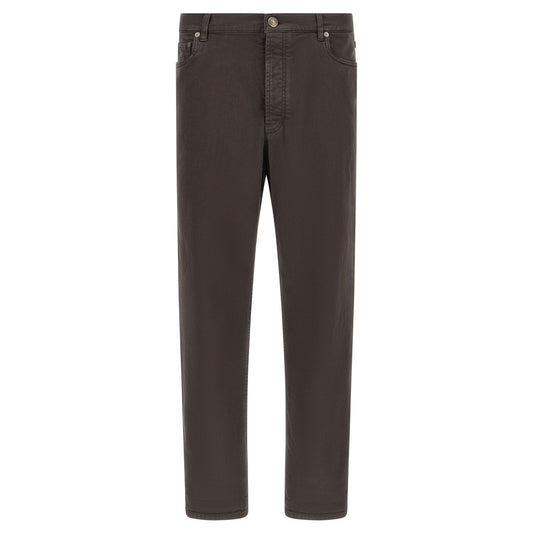 Brunello Cucinelli Brown Cotton Straight-Leg Jeans