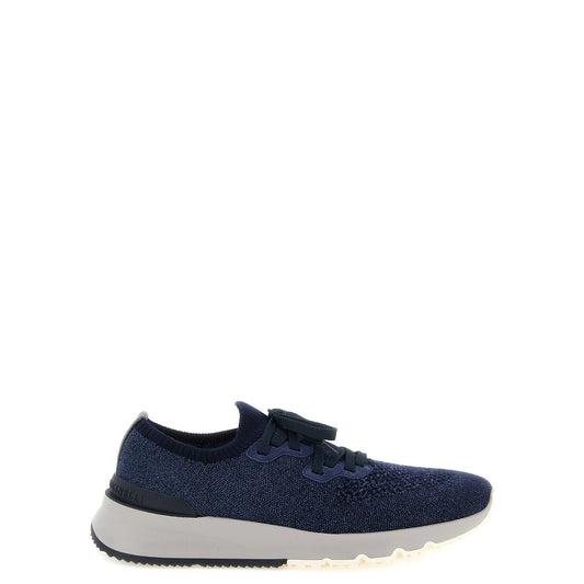Brunello Cucinelli Blue Cotton Athletic Sneakers