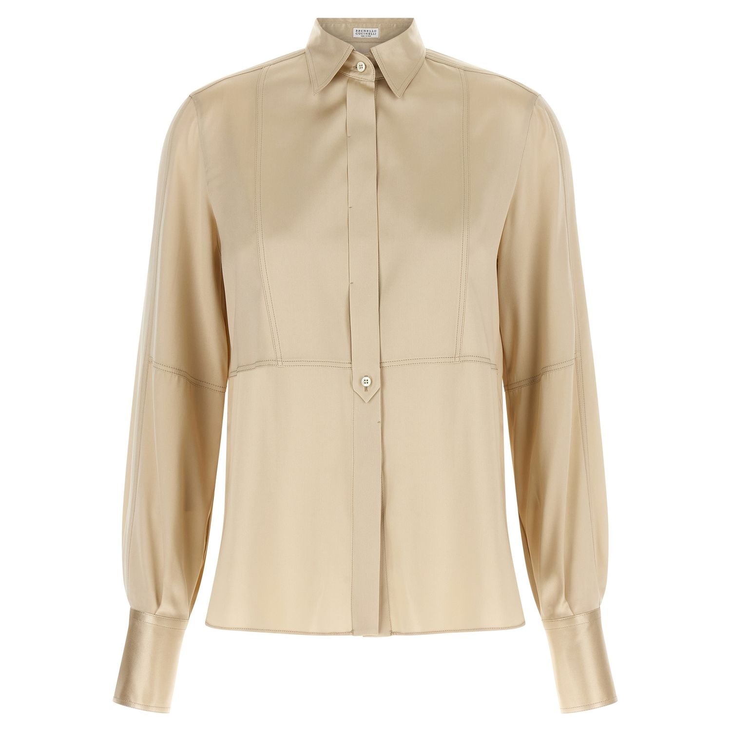 Brunello Cucinelli Beige Silk Blouse