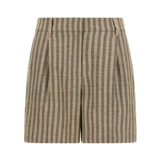 Brunello Cucinelli Bicolor Linen Bermuda Shorts