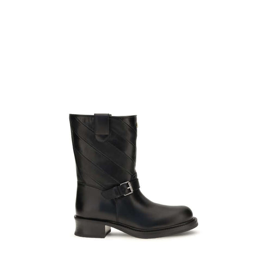 Valentino Garavani Black Calf Leather Bos Taurus Ankle Boots