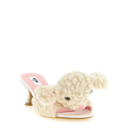 Moschino White Virgin Wool Mules