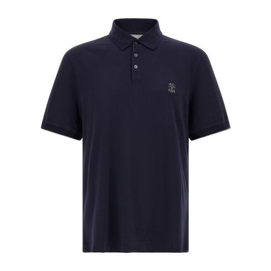 Brunello Cucinelli Blue Cotton Polo Shirt