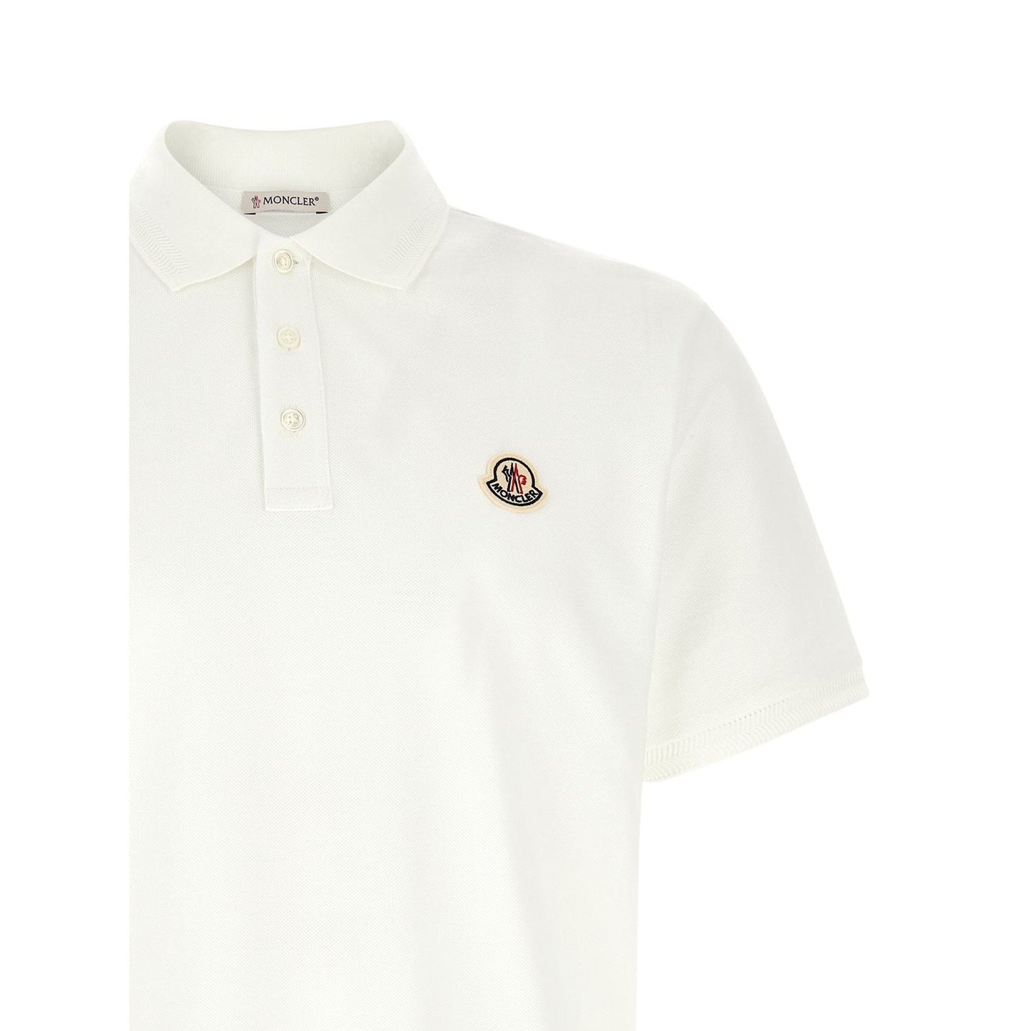 Moncler White Cotton Polo Shirt