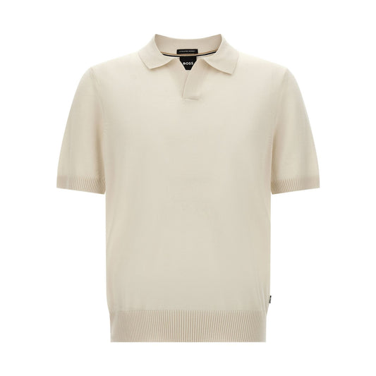 Hugo Boss White Virgin Wool Polo Shirt