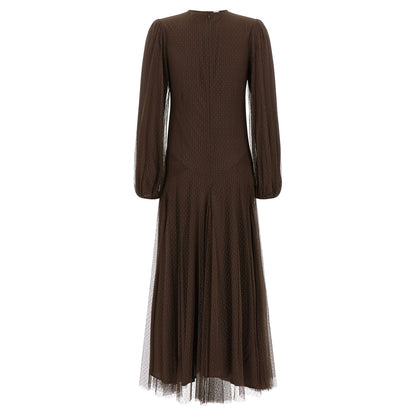 Twinset Brown Polyester Long Dress