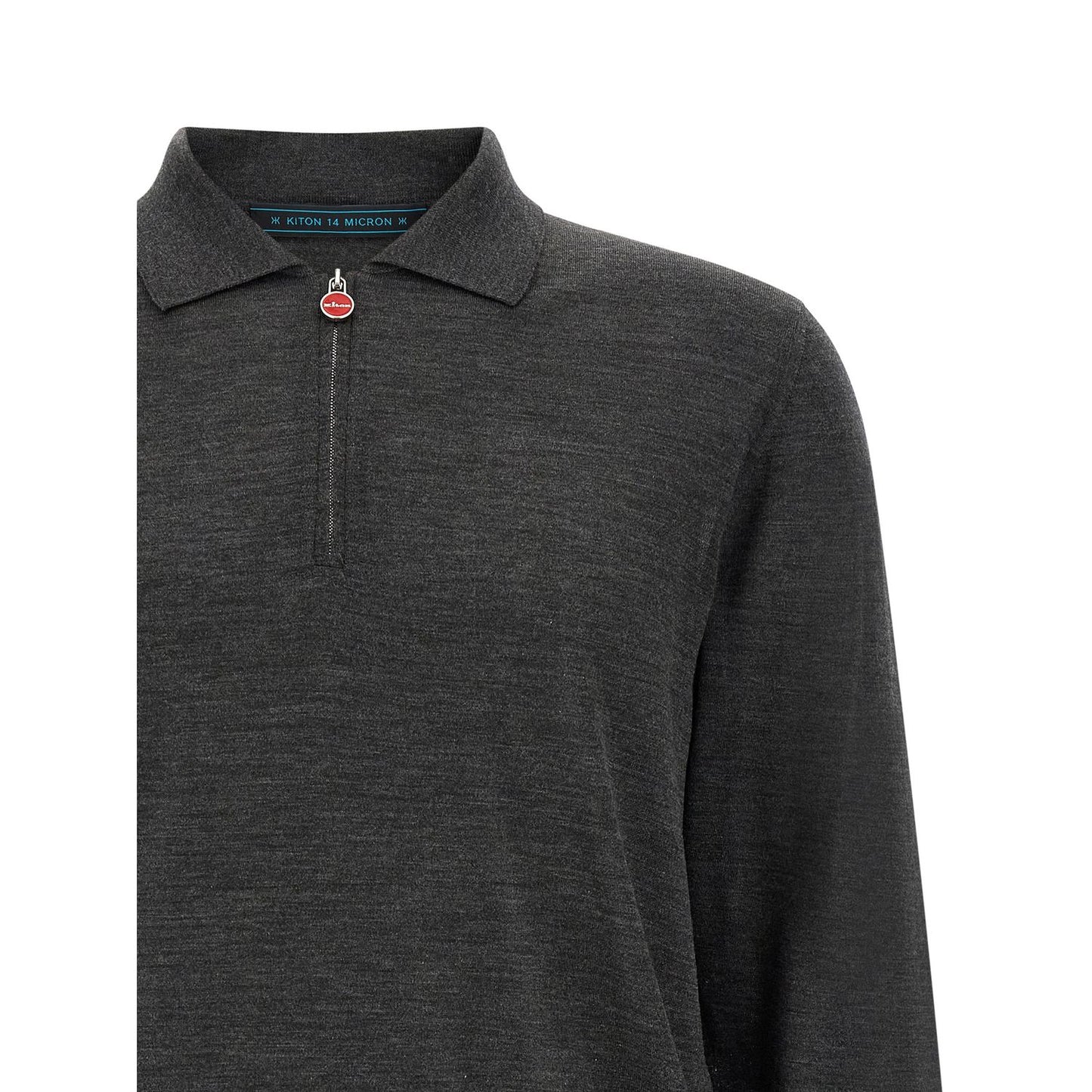 Kiton Gray Wool Polo Shirt