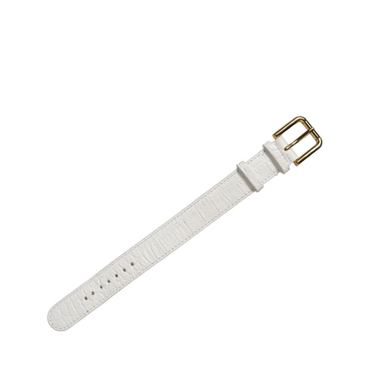 Dolce & Gabbana White Embossed Leather Gold Buckle Belt Strap Bracelet