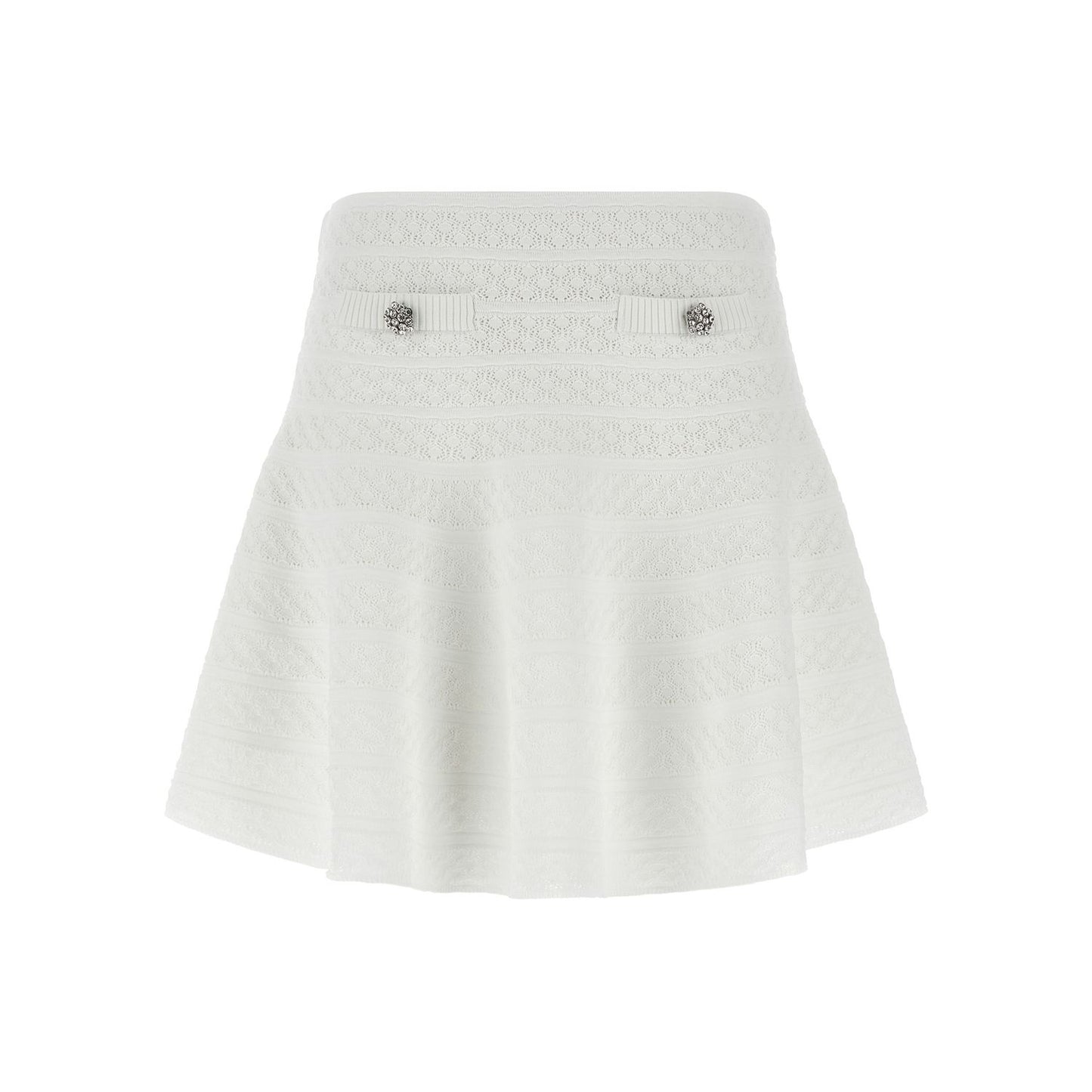 Self-Portrait White Viscose Long Skirt