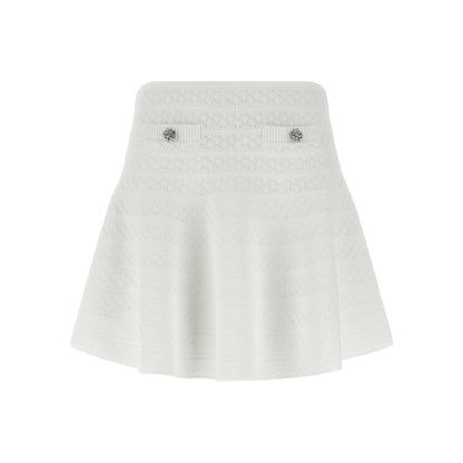 Self-Portrait White Viscose Long Skirt