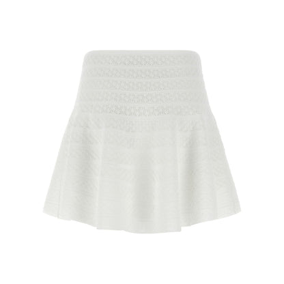 Self-Portrait White Viscose Long Skirt