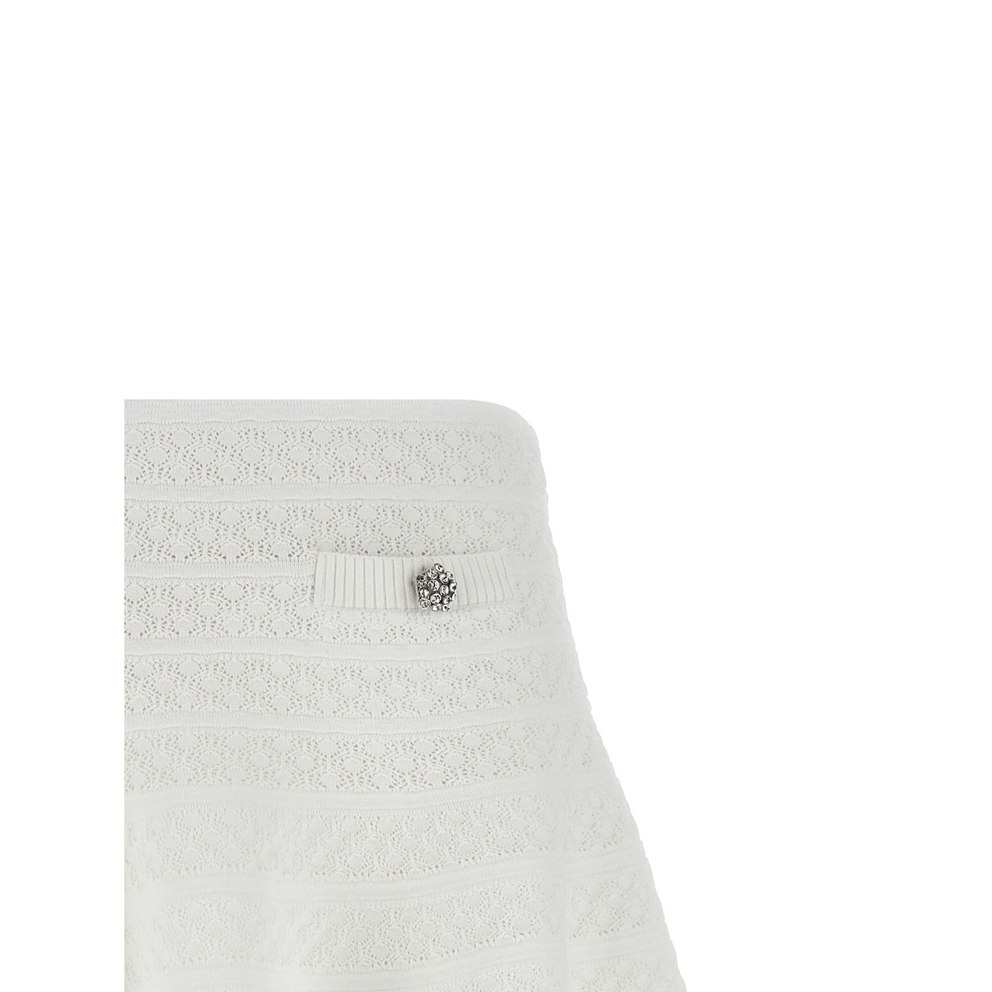 Self-Portrait White Viscose Long Skirt