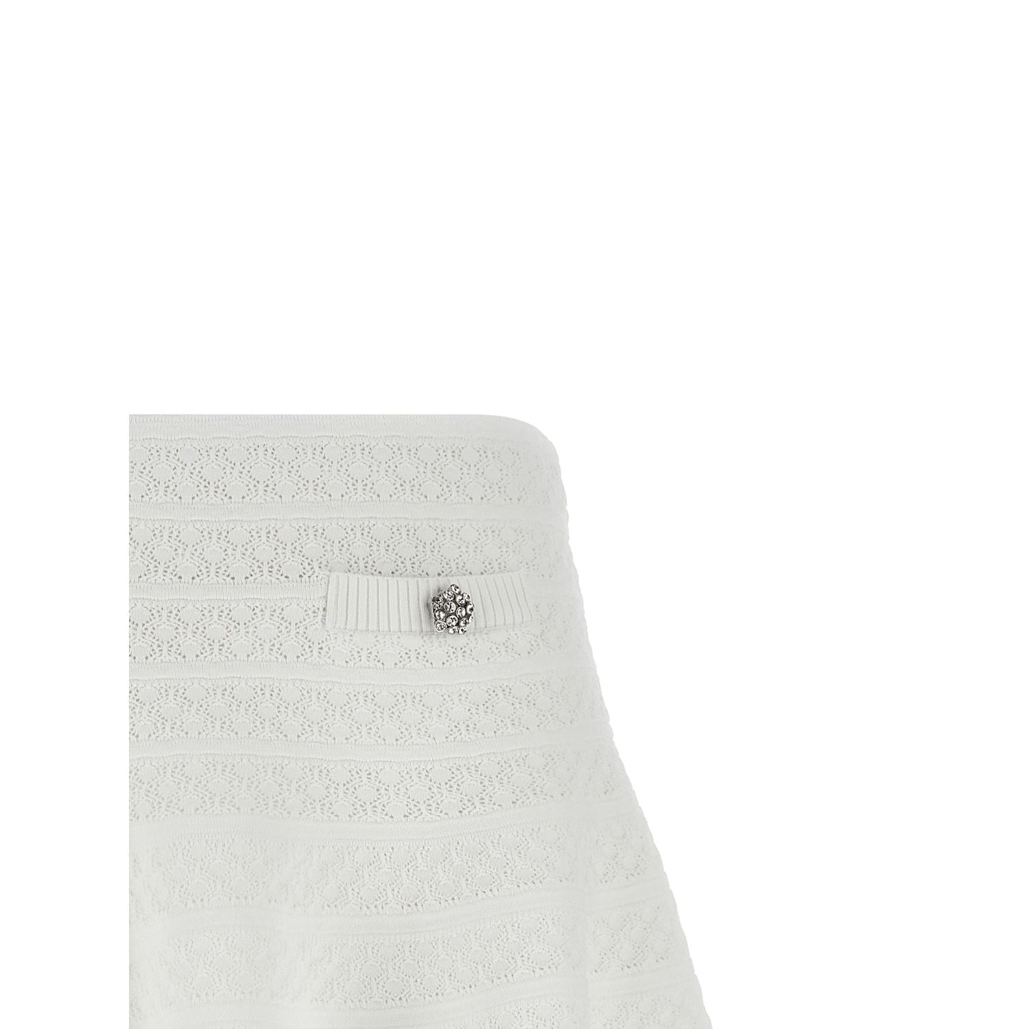Self-Portrait White Viscose Long Skirt