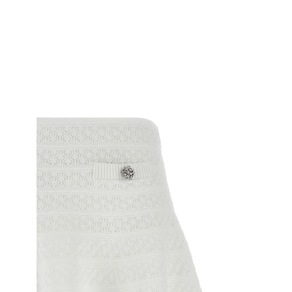 Self-Portrait White Viscose Long Skirt