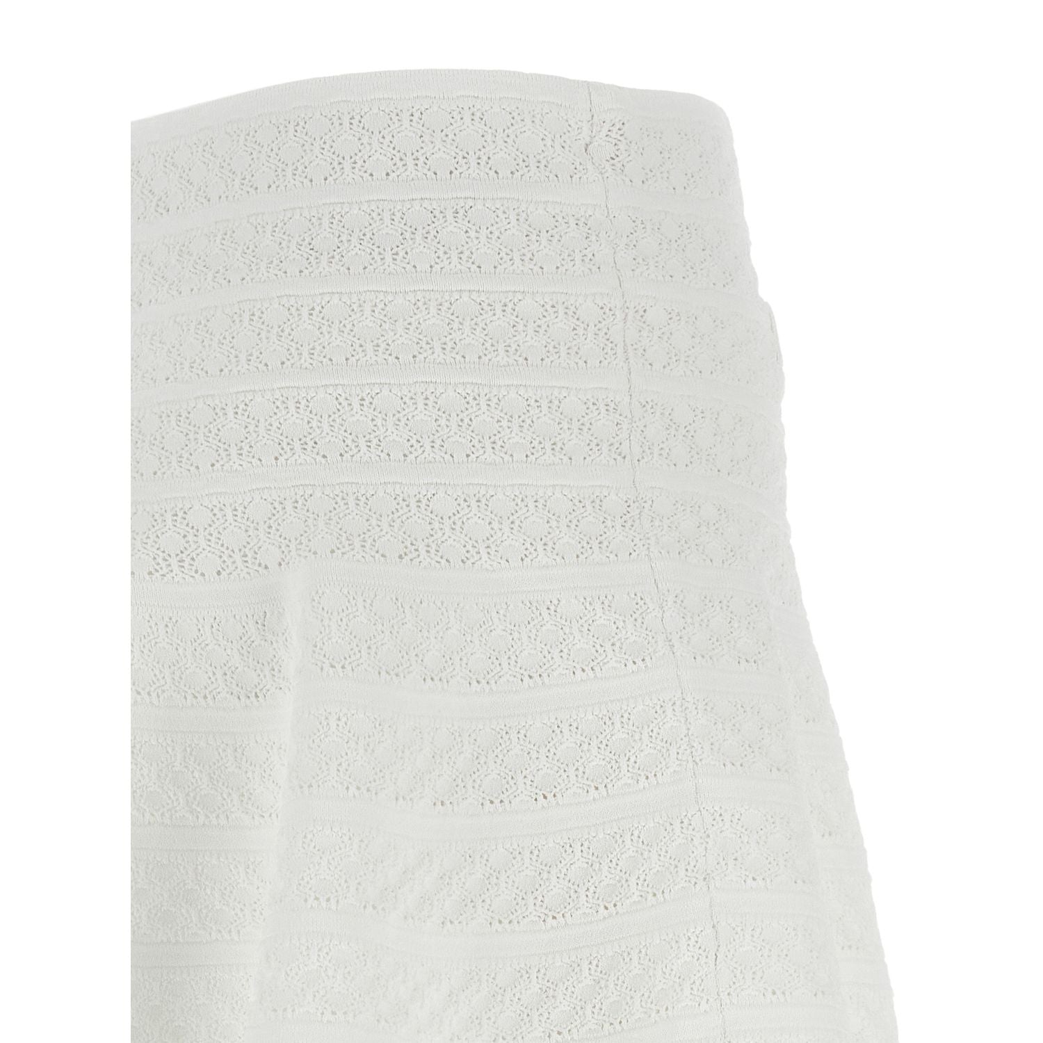 Self-Portrait White Viscose Long Skirt