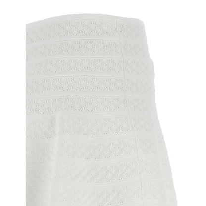 Self-Portrait White Viscose Long Skirt