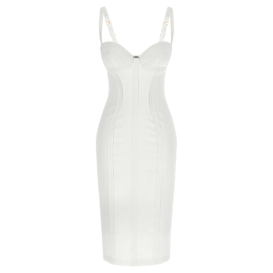 Elisabetta Franchi White Polyester Midi Dress