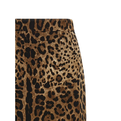 Dolce & Gabbana Brown Viscose Midi Skirt