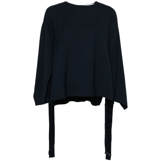 Erika Cavallini Semi-Couture Top Blue Topwear Erika Cavallini Semi-Couture Black