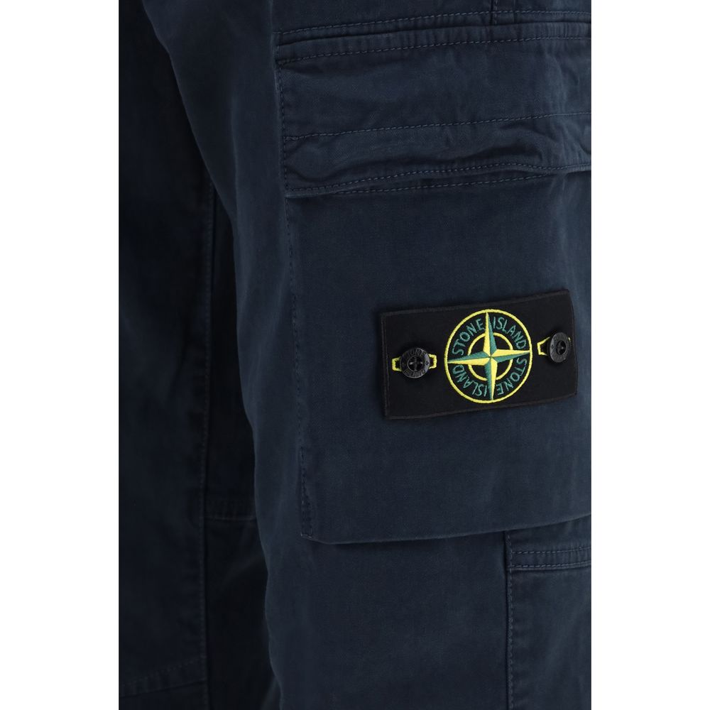 Stone Island Blue Cotton Cargo Pants