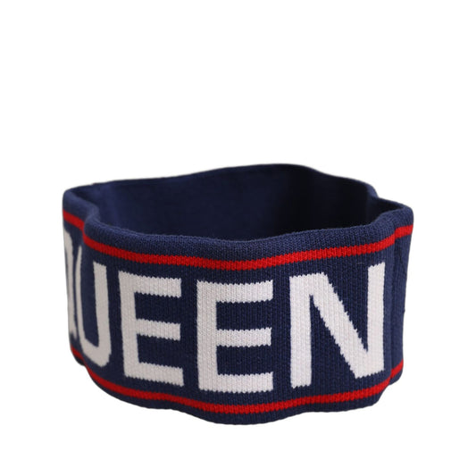 Dolce & Gabbana Navy Blue Wool Knitted D&G Queen Head Band One Size Hat