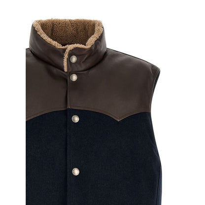 Brunello Cucinelli Blue Wool Sleeveless Jacket