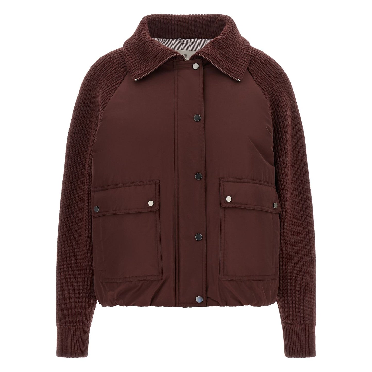 Brunello Cucinelli Bordeaux Cotton Bomber