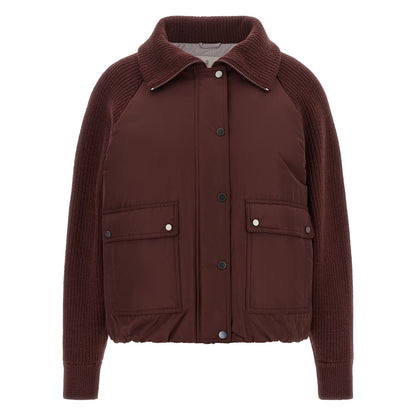 Brunello Cucinelli Bordeaux Cotton Bomber