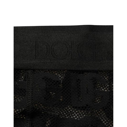 Dolce & Gabbana Black All Over Logo Print Sheer Pantyhose Underwear