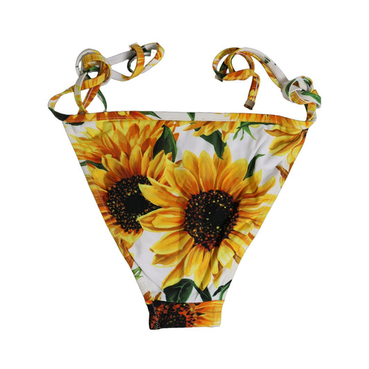 Dolce & Gabbana Bottom White Sunflower Nylon Beachwear Bikini