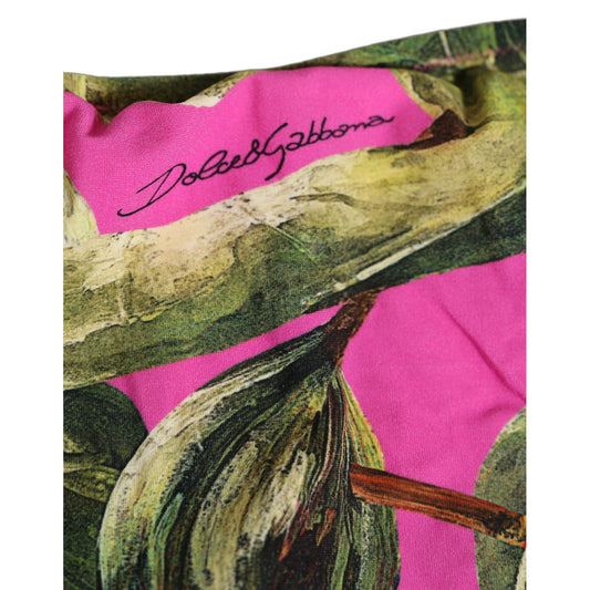 Dolce & Gabbana Fuchsia Pink Fig Print Beachwear Bikini Bottom