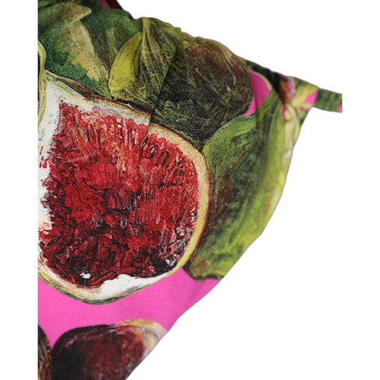Dolce & Gabbana Fuchsia Pink Fig Print Beachwear Bikini Top