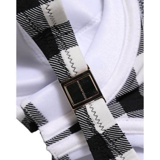 Dolce & Gabbana Black White Gingham Check Beachwear Bikini Top