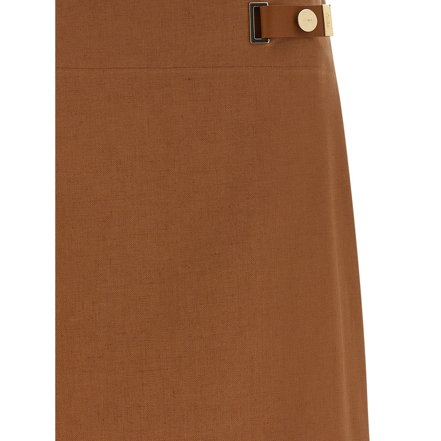 Fendi Brown Linen Midi Skirt