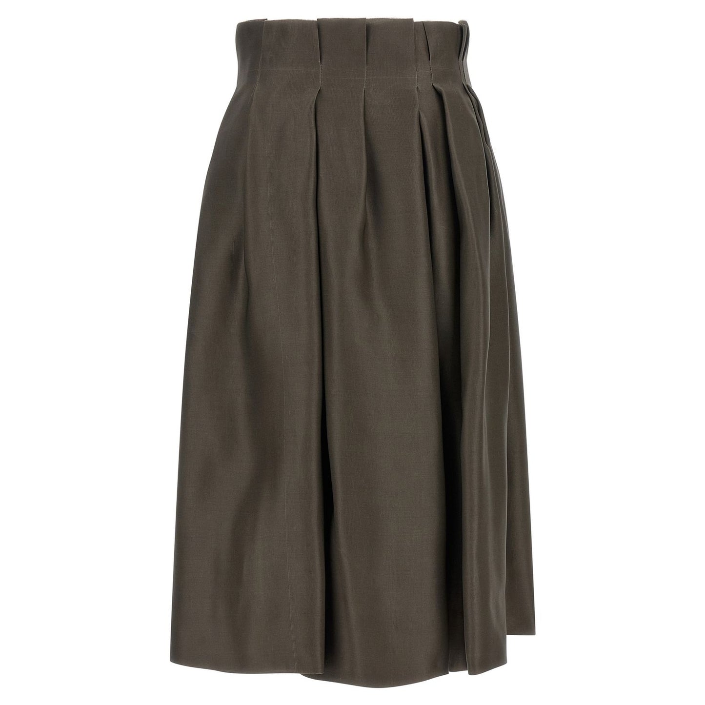 Khaite Brown Silk Midi Skirt