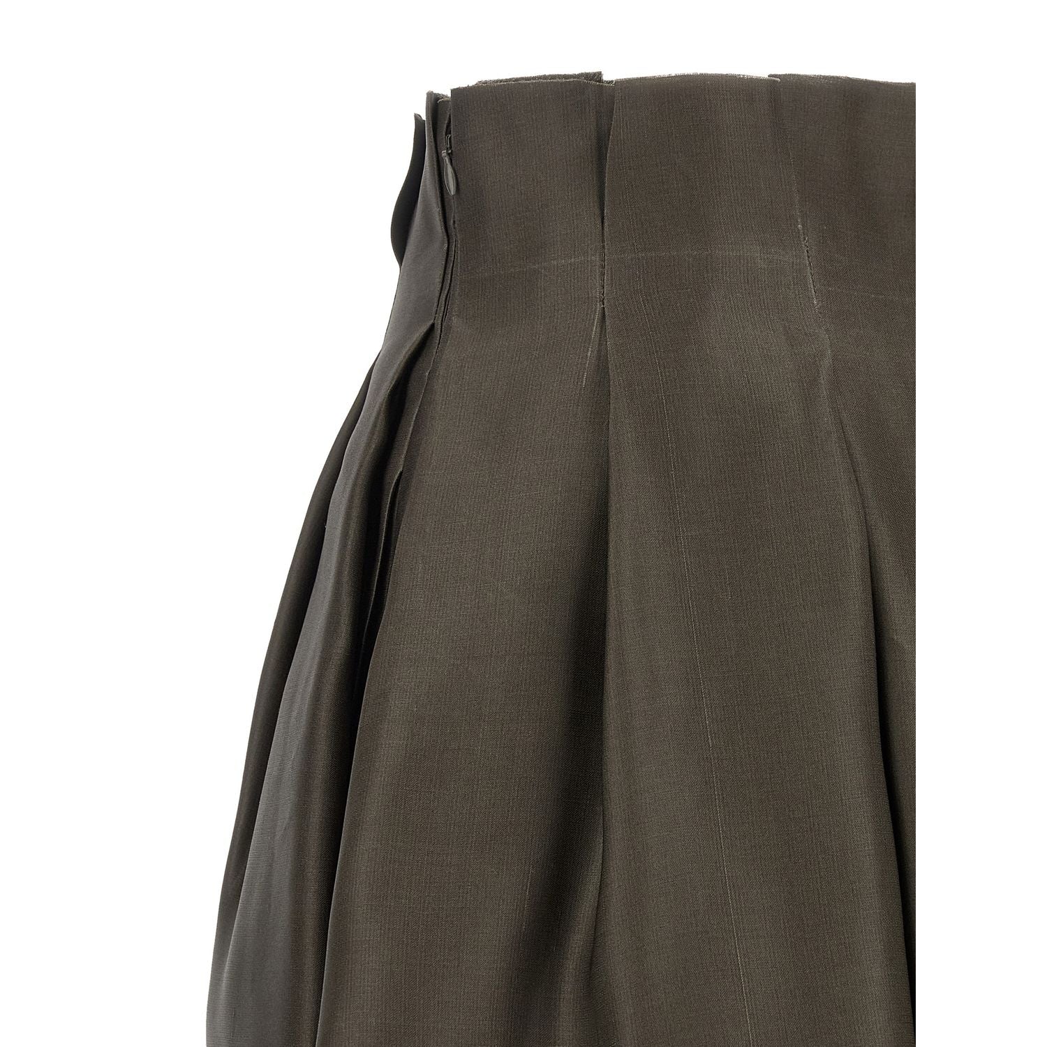 Khaite Brown Silk Midi Skirt
