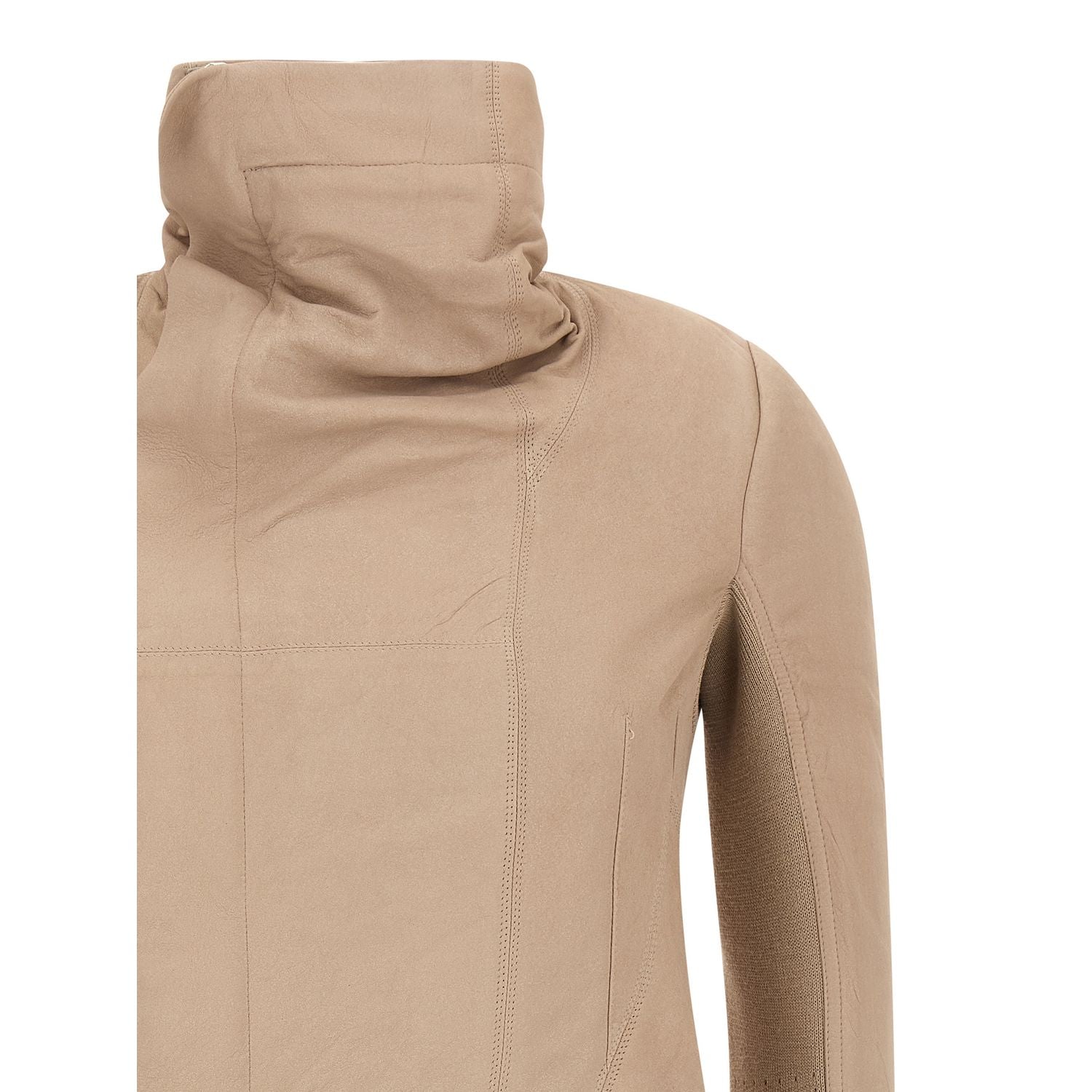 Rick Owens Beige Lamb Leather Leather Jacket