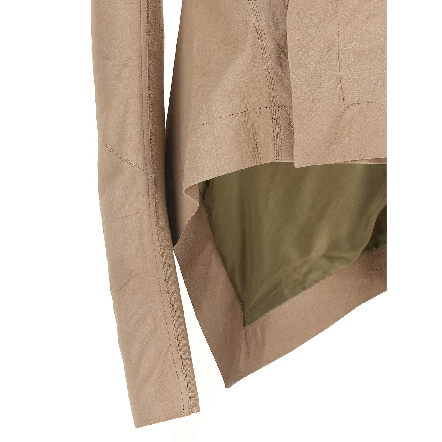 Rick Owens Beige Lamb Leather Leather Jacket