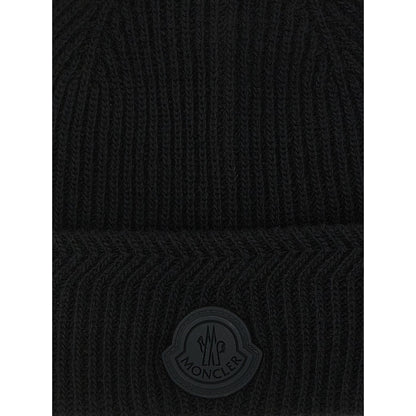 Moncler Black Virgin Wool Beanie